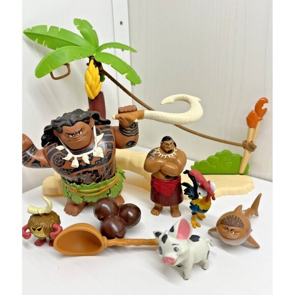 Disney Store Moana Deluxe Figurine Figure 7 piece Play Toy Set - Picture 1 of 16